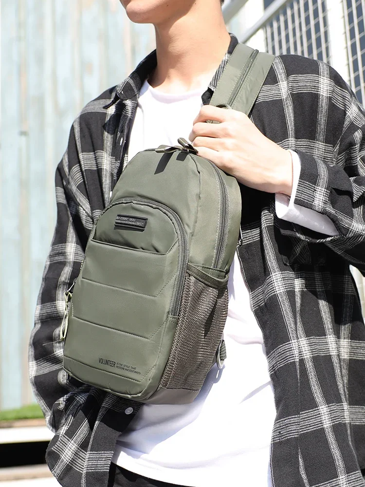 Volunteer Chest Bags for Men 2025 Fashion Casual Multifunction Backpack Multi-pocket Travel Capacity Oxford Bags 1713-14