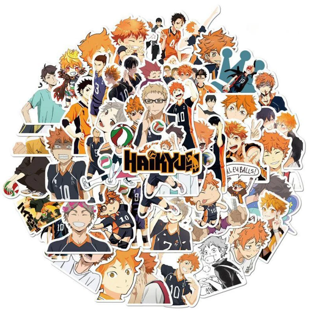 50/100pcs Cartoon Anime Haikyuu!! Stickers Decals Skateboard Laptop Suitcase Phone Diary Funny Waterproof Sticker for Kids Toys