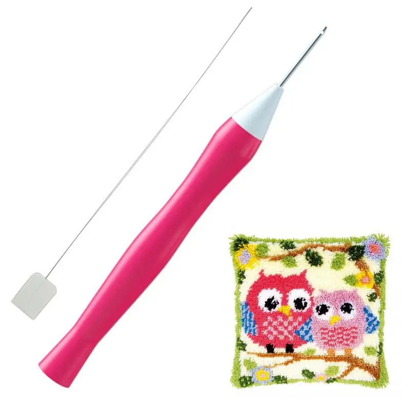 Embroidery Punch Needle Kit Wooden Yarn Pen Crochet Knitting D-IY Craft Rug Embroidery Pens With Needle CrossStitch Tool