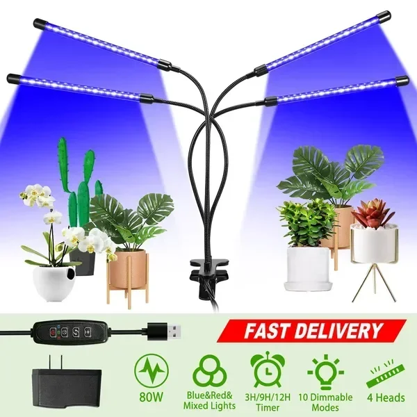 

Grow Lights for Indoor Plants, iMounTEK 80W 80 LEDs Plant Lights with Red Blue Full Spectrum 10