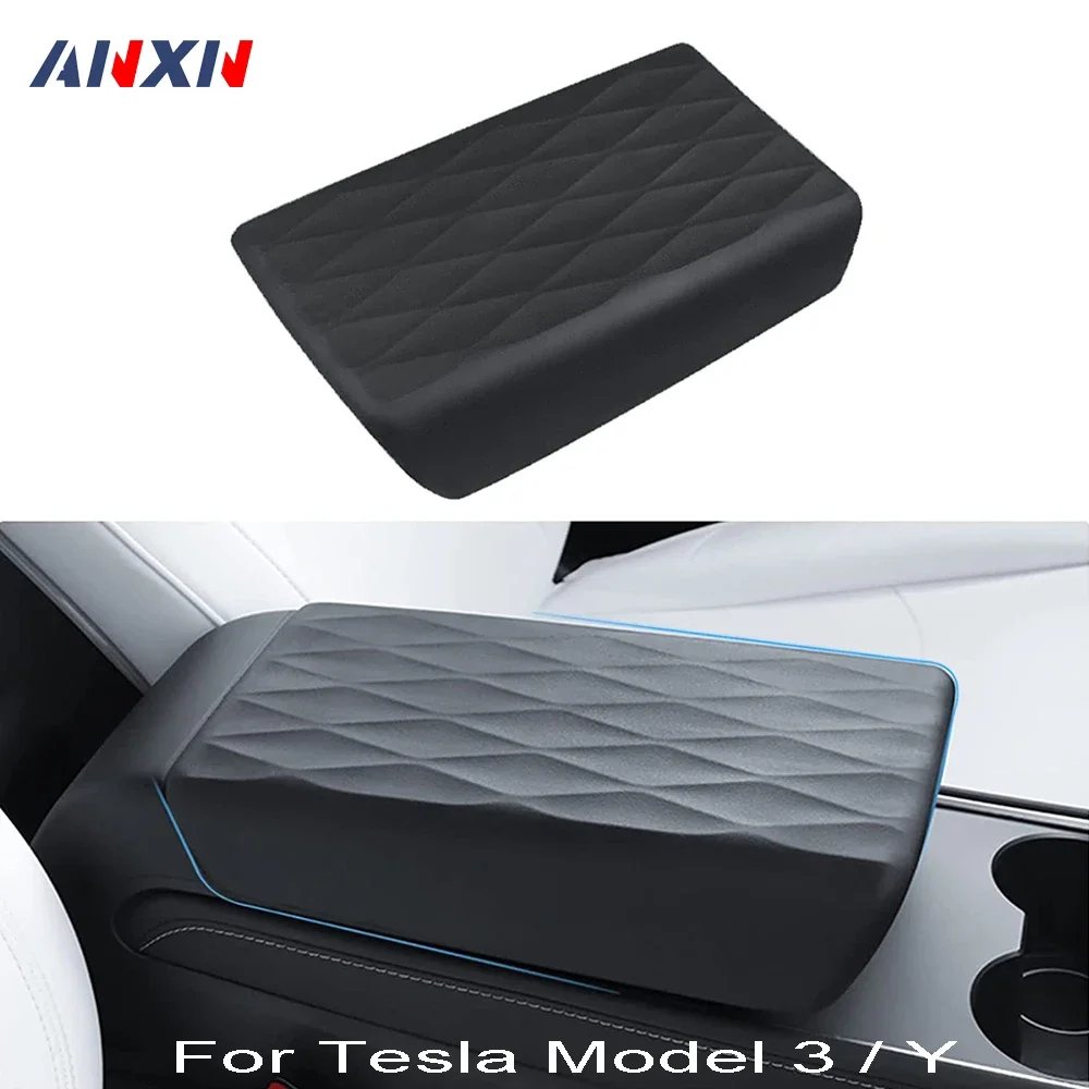 

TPE Black Center Console Cover for Tesla Model Y S X Model 3 Highland Armrest Pad Lid Protector Decoration Protector Accessories