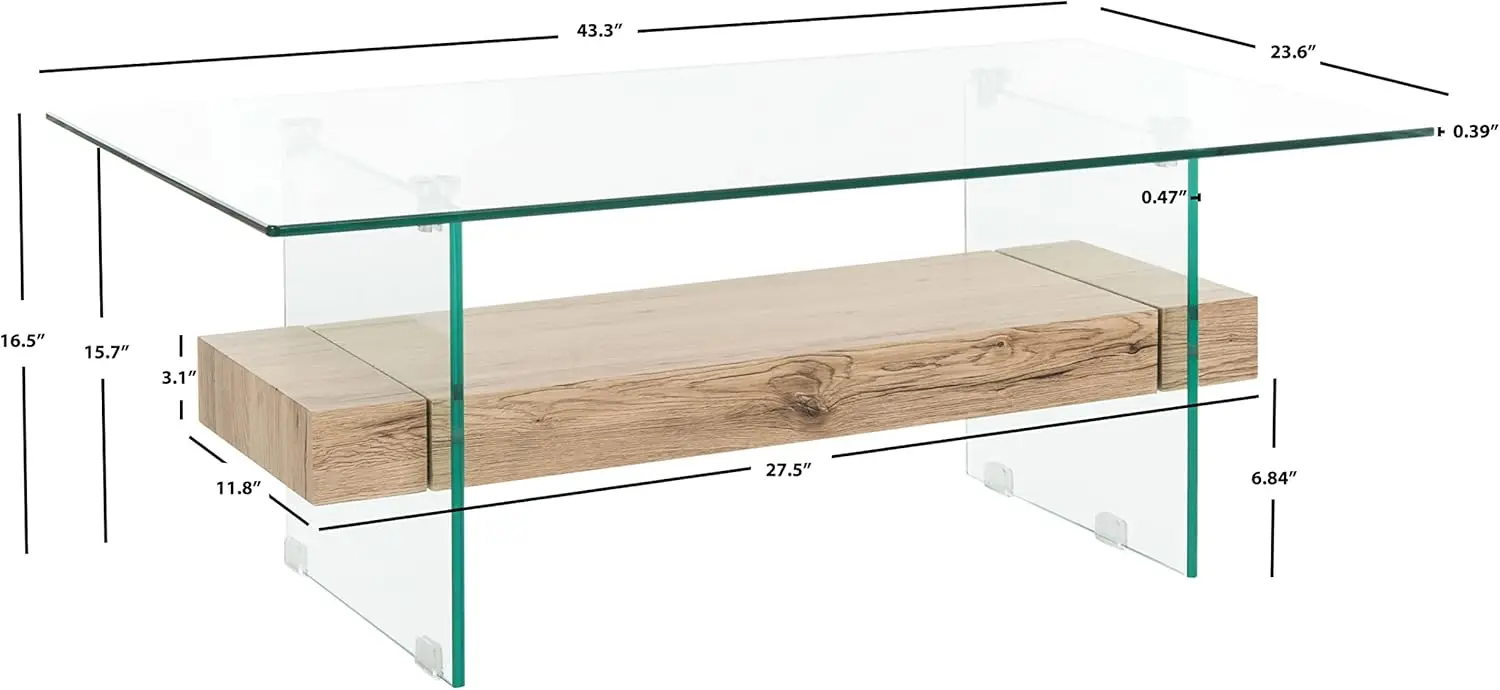 Tavolino da caffè in quercia nera e vetro