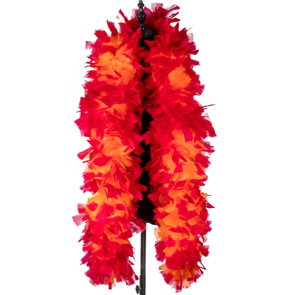

Double-Color Large Flat Tufted Turkey Feather Scarf 200g for Stage Walking Show Shooting Props Carnival Boa Plumes Shawl