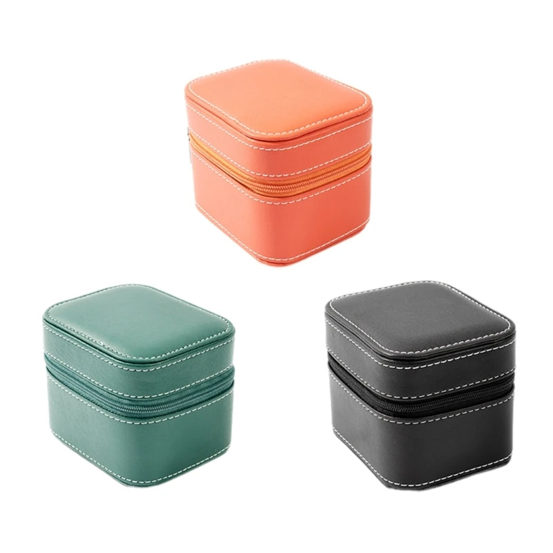 

Convenient Zippered Watch Case PU Leather Jewelry Storage Box Ornament Dropship