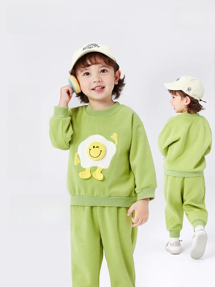 春のベビー服セット-子供用おしゃれスポーツウェア-綿ポリエステル混紡-快適なスウェットシャツパンツセット-男の子と女の子向け