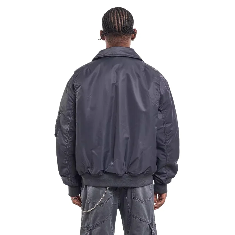 American bomber jacket cotton-padded vintage autumn and winter lapel tooling thickened thermal cotton jacket men