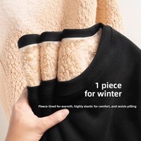 Thickened Fleece Warm Winter Crew Neck T-Shirt Men's Winter Thermal Wear Versatile Camel Hair Sweatshirt for Cold Weather