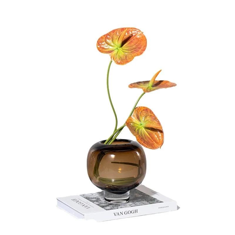 

High-grade glass light luxury living room flower dried flower arrangement soft ornament design