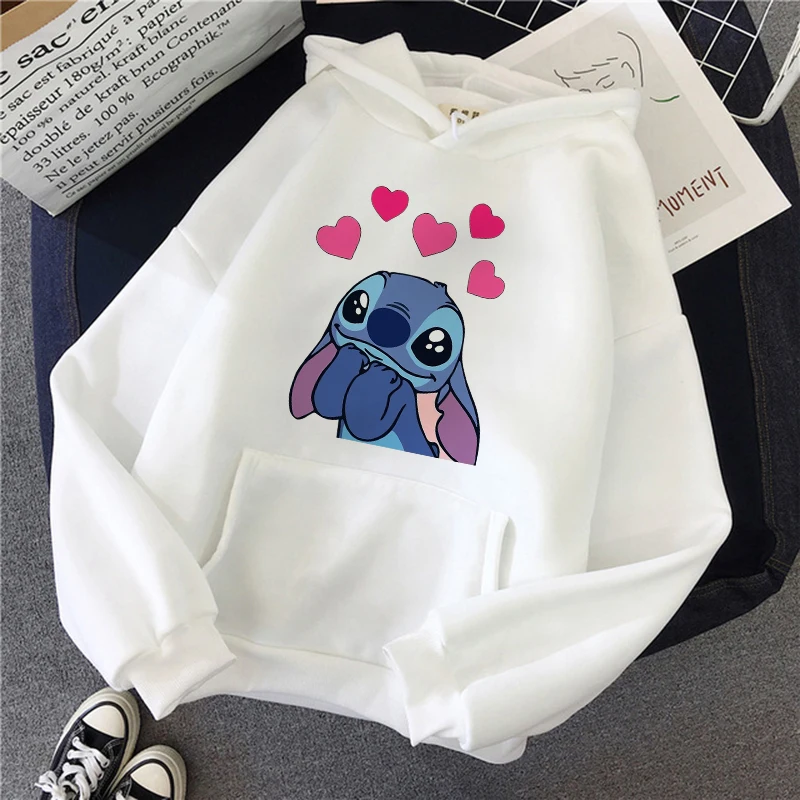 

New Christmas Sweatshirt Lilo Stitch Disney Funny Cartoon Hoodies Women Harajuku Cute Stitch Anime Manga Streetwear Hoody Female