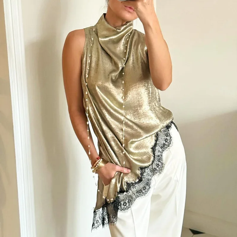 new autumn and winter fashion and sexy sleeveless vest for women cross-border European and American style lace top women’s wear