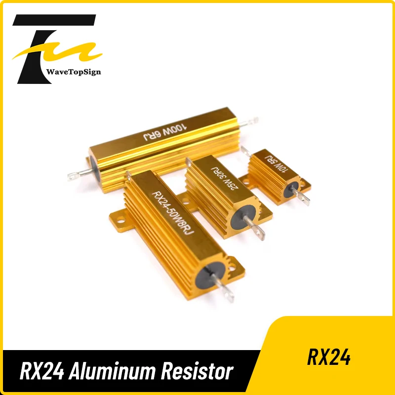 RX24 Gold Aluminum Case Resistor Current Limiting Resistance Precharge Resistance 10W 25W 50W 100W 1R 2R 3R 8R 50R 1K 2K