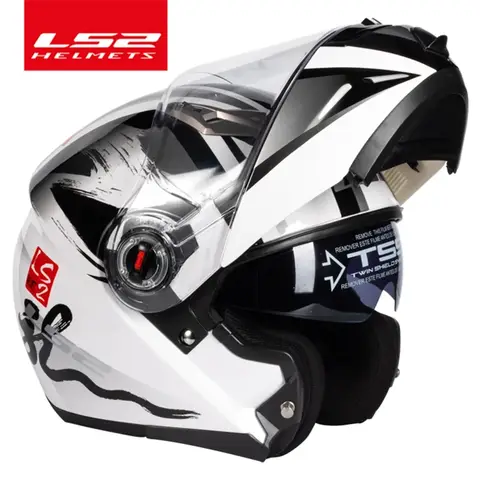 LS2 Original Motorcycle Helmet Double Lens Modular Capacete LS2 FF370 Flip Up Helmets Cascos Para Moto Motocross Racing Helmets