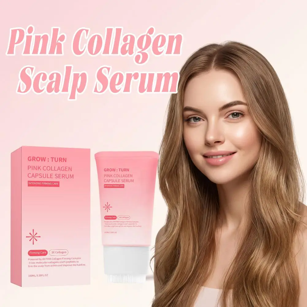 Grow Turn Pink Collagen Capsule Serum Delivers Intensive Firming Care For Scalp Enriched With 3X Collagen Improves Hairline