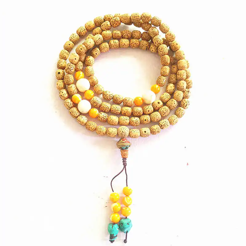 Natural Star Moon Bodhi 108 Meditation Prayer Mala 9x8mm Orginal Bodhi Barrel Beads With Conch Shell BRO922