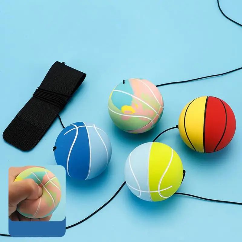 Wrist Return Ball Rebound Sport Return String Rubber Ball Rubber Sport Wristband Toy with Strap and String for Boys Girls Kids