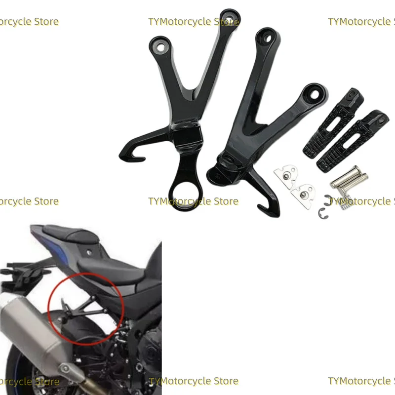 Black Rear Pedal Assembly Triangle Bracket Foot Pegs Footrest Pedals Fit for Suzuki GSXR1000 2017 2018 2019 2020