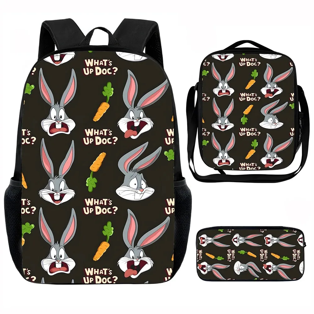 

Cute Cartoon B-bugs B-bunny Child School Backpack with Lunch Bags ,Pencil Bags ,School Bags for Boys Girls Best Gift