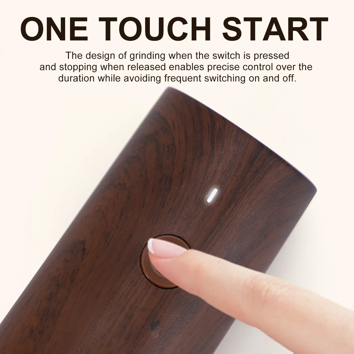 B Wooden Color Electric Salt and Pepper Grinder USB Rechargeable Adjustable Coarseness Refillable Mills Spice Pepper Grinders image 3