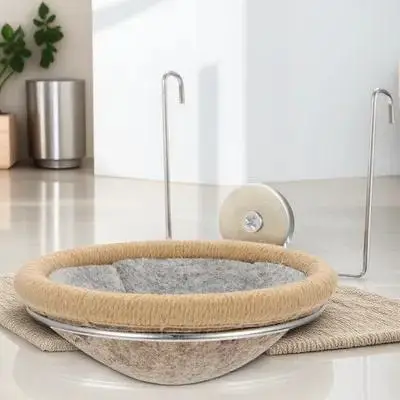 

1Set Bird Nest Set Premium Cotton Rope Metal Rack Design for Parrot Breeding Hatching Warm Breathable Bird Bed Hut Cage