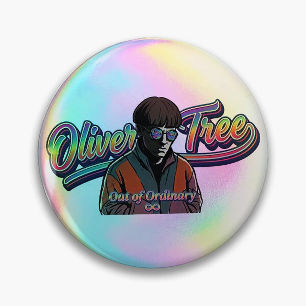 RIP Oliver Tree Pin Holographic Star Heart Pin Brooches Laminated Button Fashion Accessory