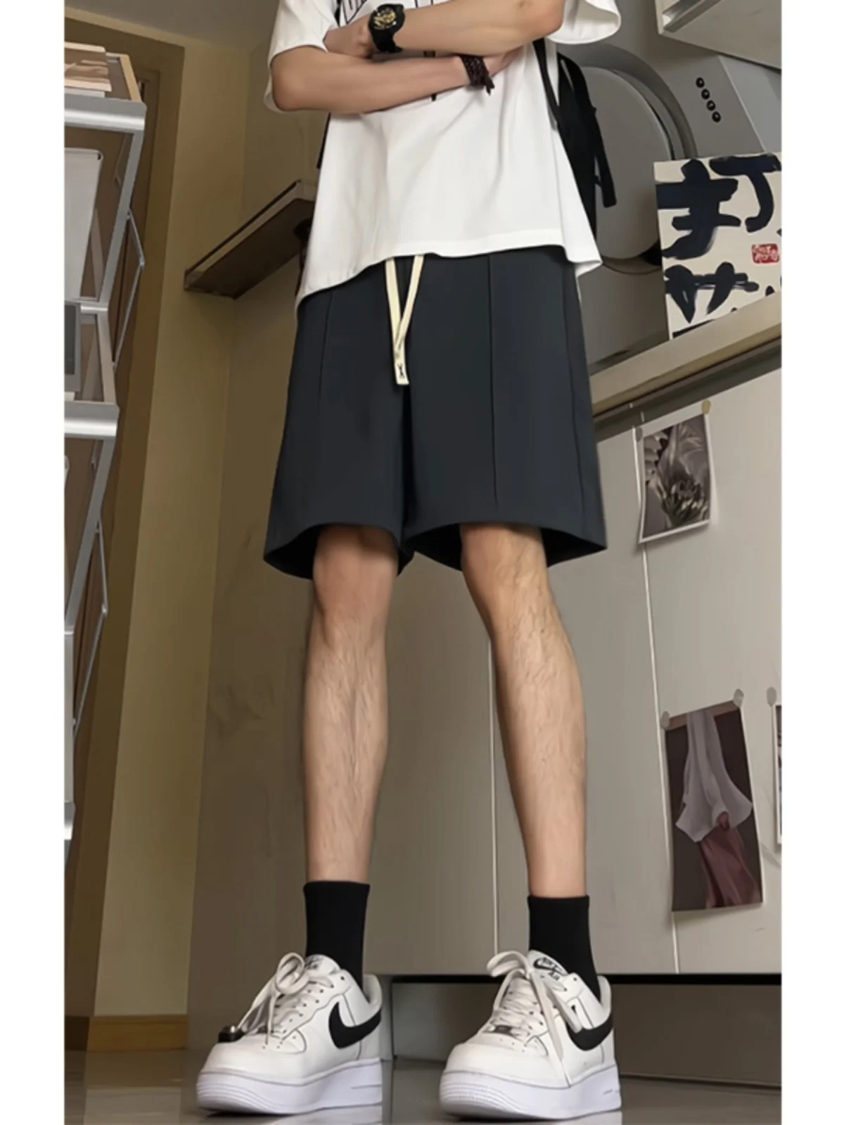 

Мужские летние повседневные брюки-капри из ледяного шелка премиум-класса, быстросохнущие, длиной до колена, свободного кроя