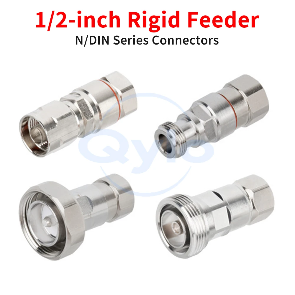 1/2-inch Rigid Feeder Connector Full Range DIN Male/Female Connectors N-Type Male/Female Connectors 50-12 Feeder Adapter (1 pcs)