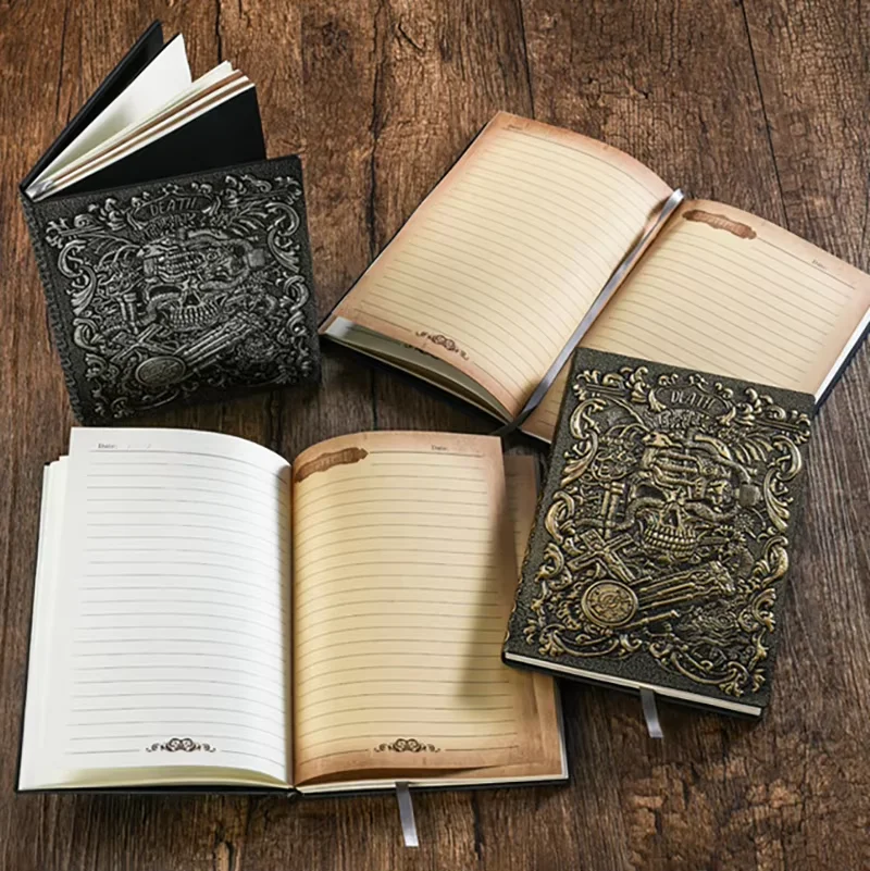 1Pcs Retro 3D Tarot Relief A5 Notebook Journal Embossed Writing Notebook Handmade Leather Cover Diary Gift Office Supplies