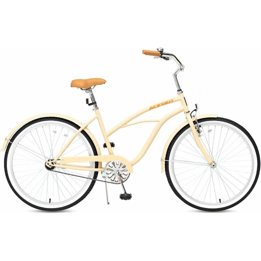 26 Inch Women Beach Cruiser Bike, Single Speed and 7 Speed, Adult Hybrid Bike Commuter Bicycle, Hi-Ten Steel Frame