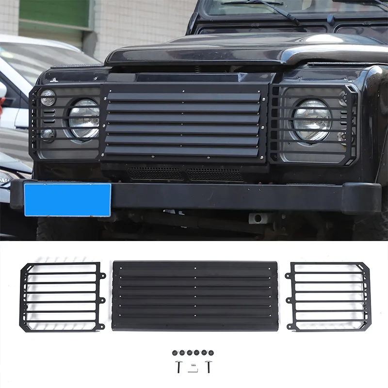 

Aluminum alloy For Land Rover Defender 90 110 2004-2018 Car Front Grille Headlight Protection Mesh Cover Car Accessories