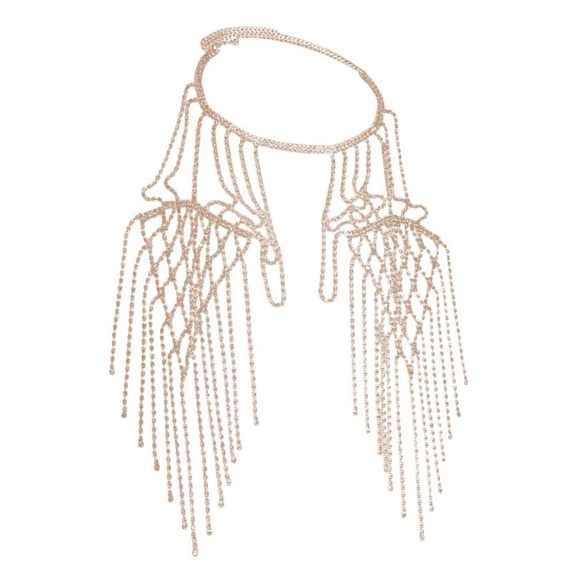 

Elegant Rhinestones Shoulder Necklace For Women Perfect For Pageants Proms Party Wedding Photo Props 6XDA