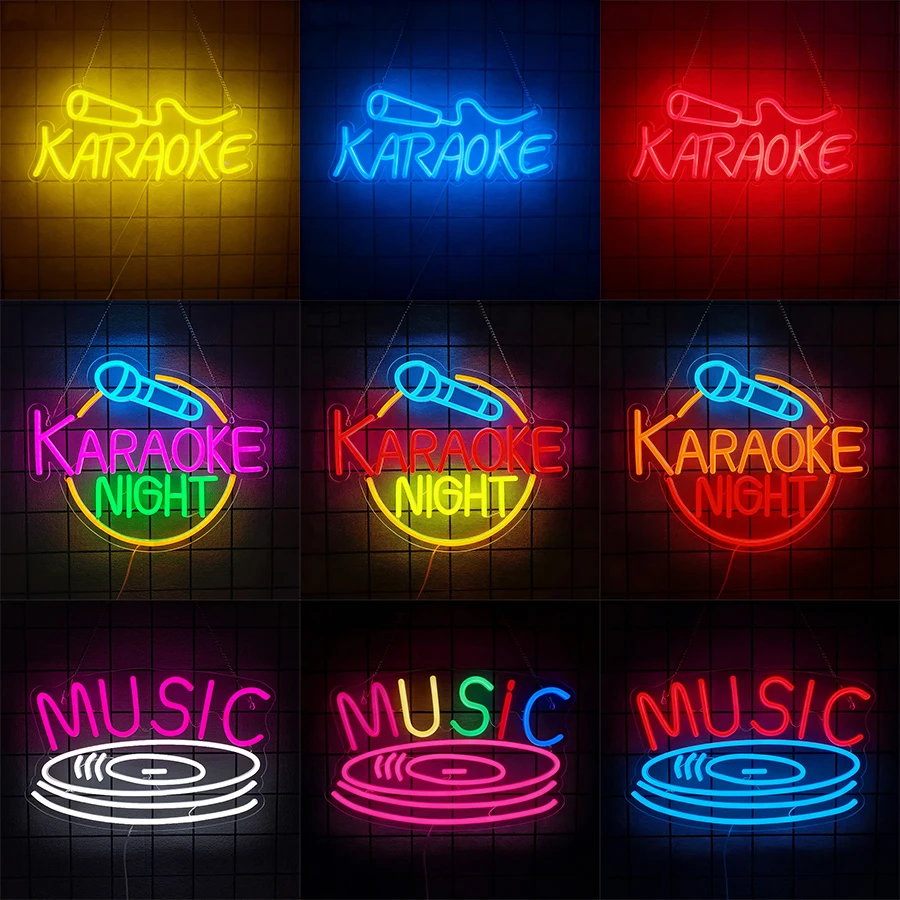

Karaoke Night Neon Sign for Music Room Wall Decor LED Sign for Live On Air Bar Open Music Studio Game Room Decor Christmas Gift