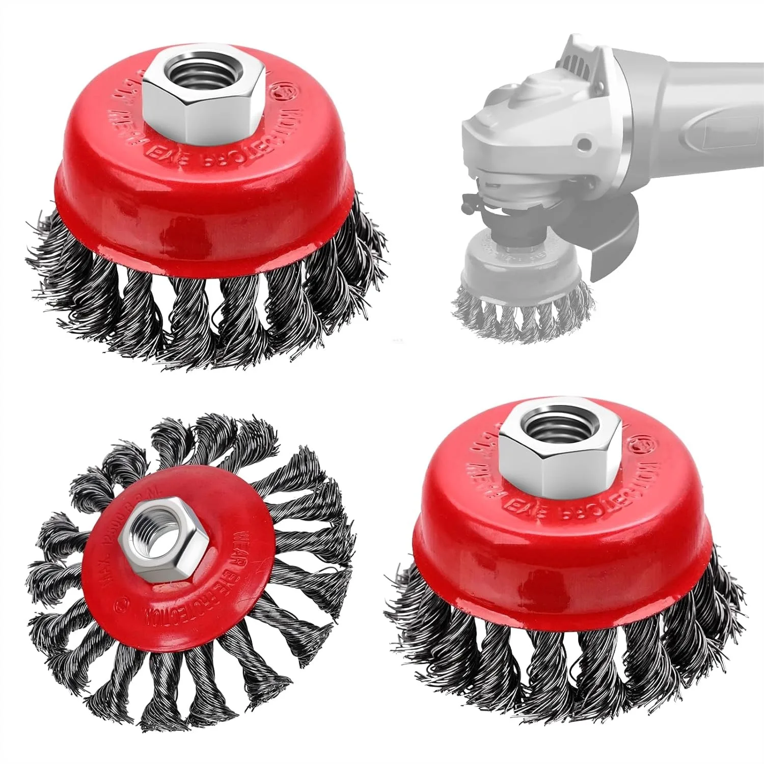 

3 Pack Wire Wheel Brush for Angle Grinder, 4 Inch with 5/8 Arbor, Carbon Steel for Rust Removal and Surface Cleaning