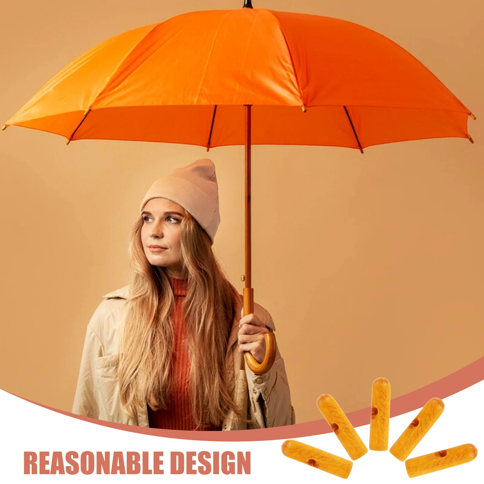 

10 pcs Wooden Umbrella Tail Beads Replacement Foldable Umbrella Bone Covers For Rain Parasol Repair Parts Accessories