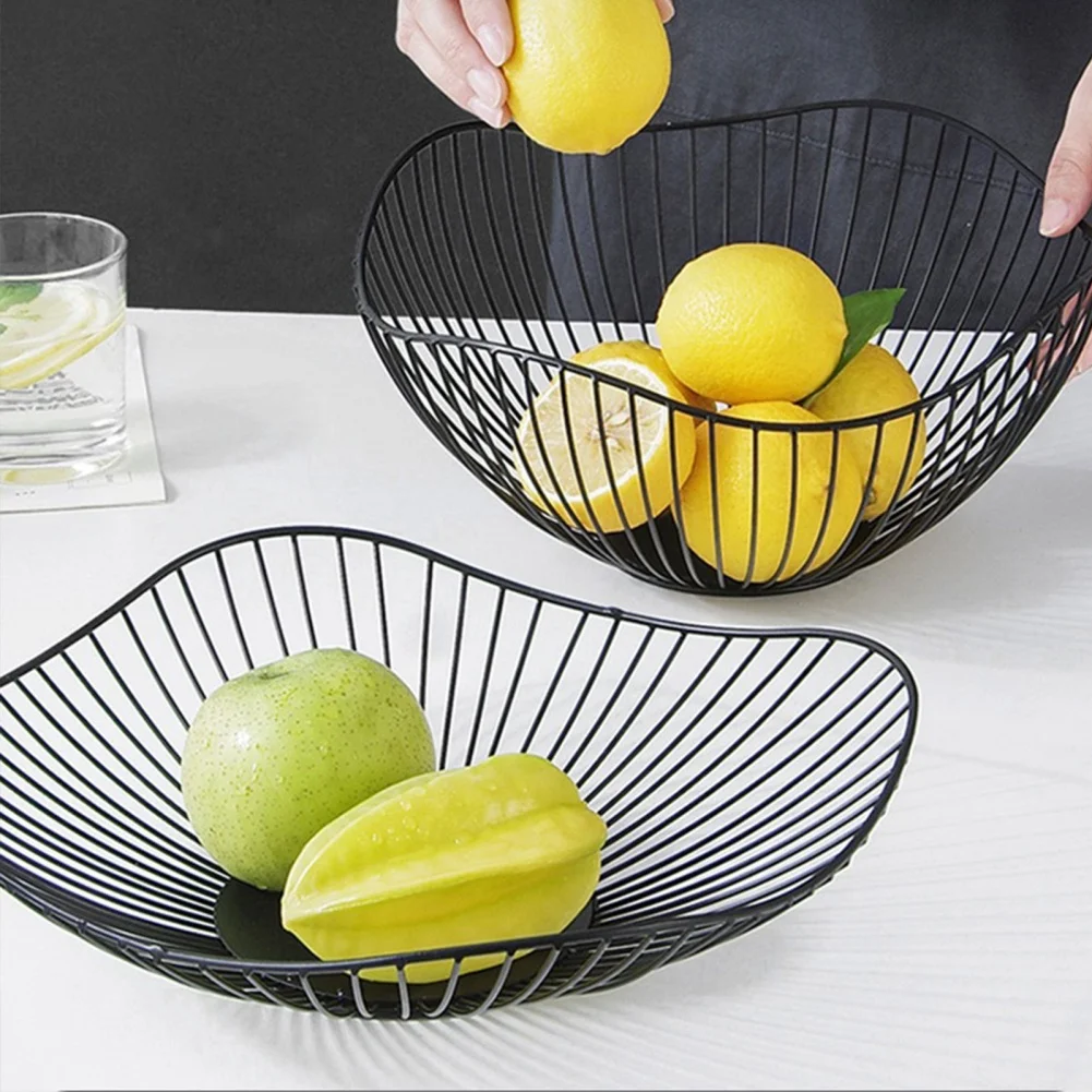 Metal Fruit Basket Kitchen Countertop Fruit Bread Bowl Vegetable Holder Dish for Bread Snacks Home Kitchen Livingroom Storage