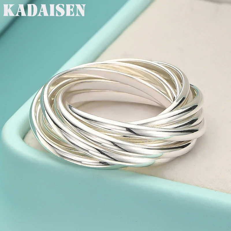 Hot 925 Sterling Silver Fine Ten Circles Ring For Women Fashion Folk-Custom Wedding Party Christmas Gift Classic Jewelry