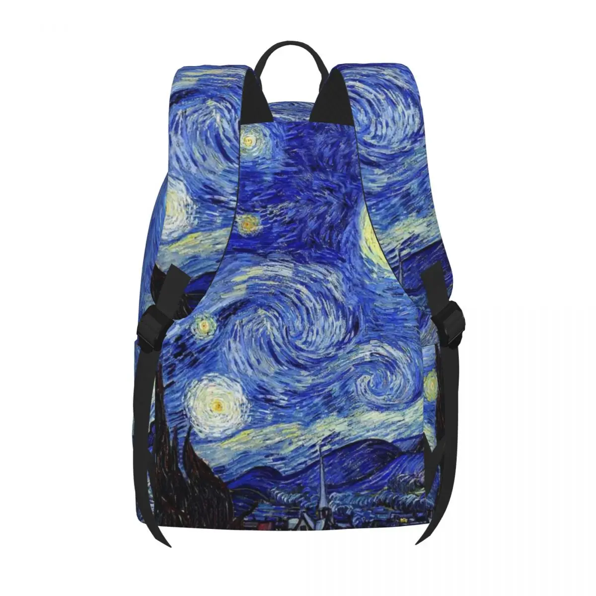 Zaino da notte stellato classico Van Gogh ispirato da donna in poliestere stile Outdoor zaini modello Kawaii borse da scuola superiore zaino