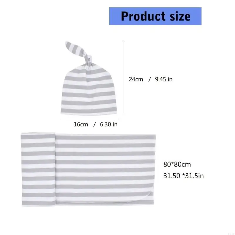 E06F Baby Swaddle Blanket and Hat mengatur kantong tidur bayi untuk bayi baru lahir 4 warna