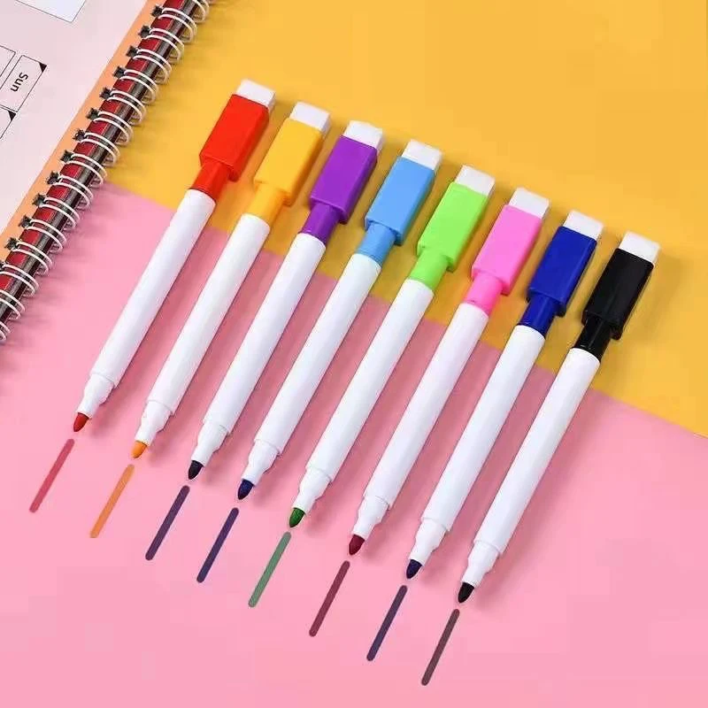 8-Piece Set of Non-Magnetic Whiteboard Dry-Erase Markers with 8 Vibrant Colors, Ideal for Doodling