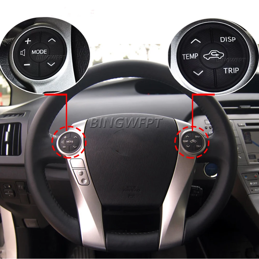 (Left + Right) Steering Wheel Switch Control Panel Rubber For Toyota Prius C US 2012-2017 Aqua 2014 Button Controller