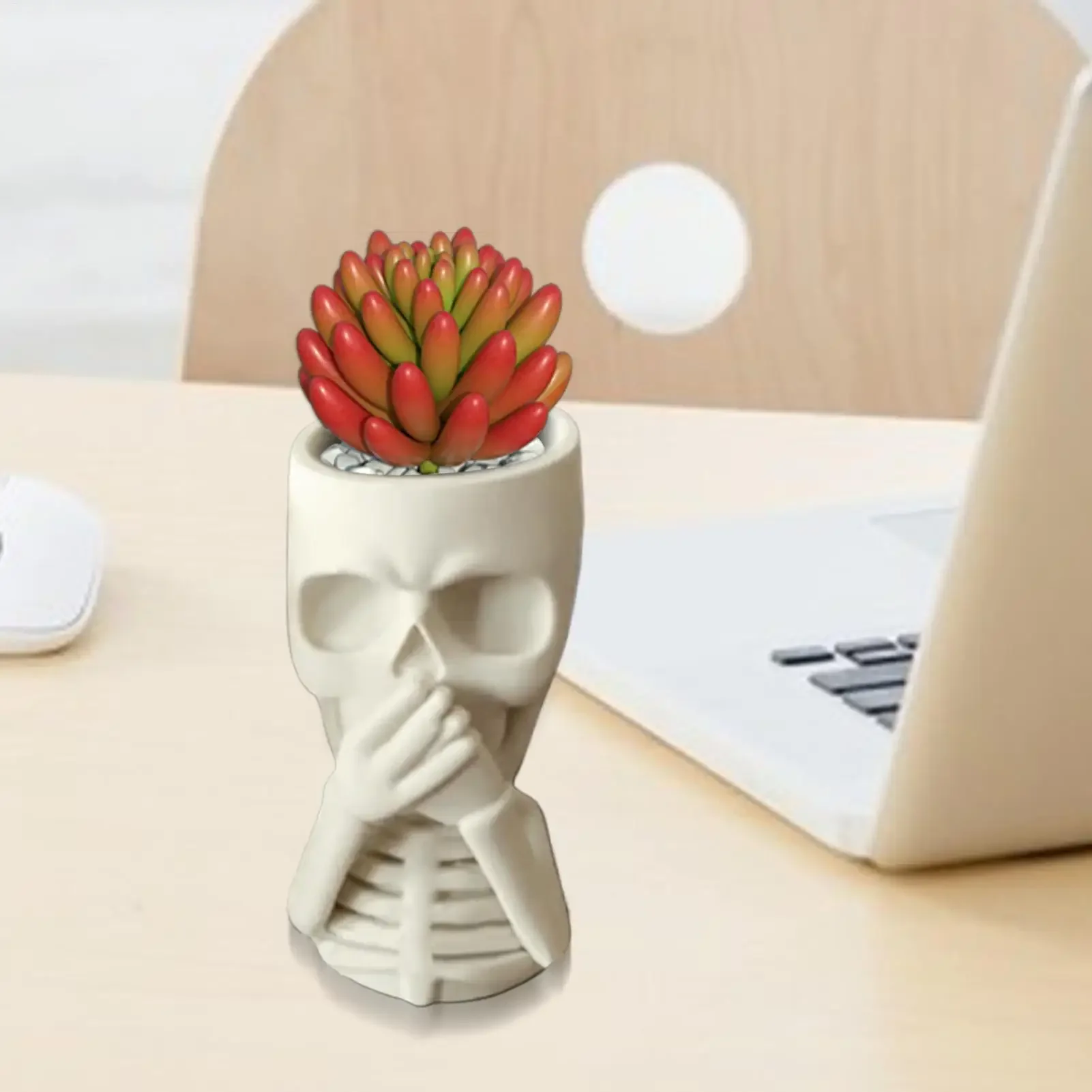 Halloween Skull Pot 3D-printed Halloween Gothic Skeleton Flower Vase Versatile Home Gardening Accessories Table Top Decoration