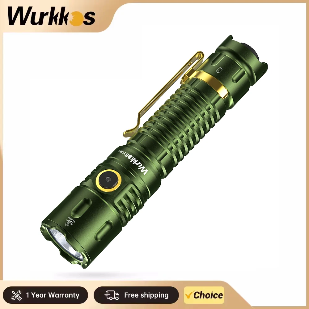 Wurkkos TD04 21700 Rechargeable Two Mode Group Tactical XHP50D HI Flashlight USB-C 3000 Lm Torch IP68 Waterproof EDC Tail Switch