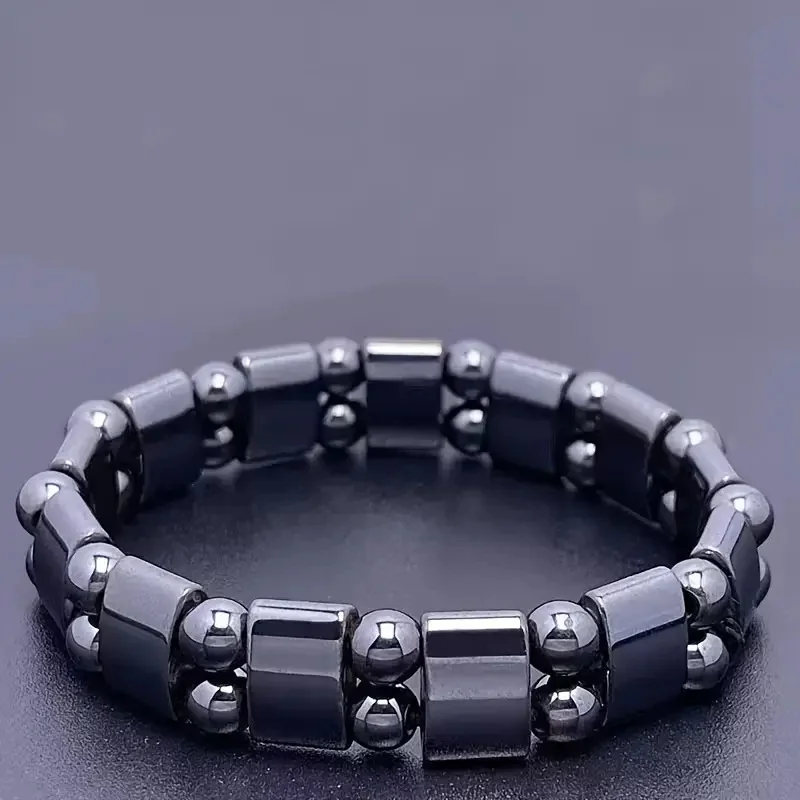 Classical Hematite Energy Beaded Elastic Magnetic Therapy Health Care Loss Weight Bracelets Slimming Health Care for Men Women