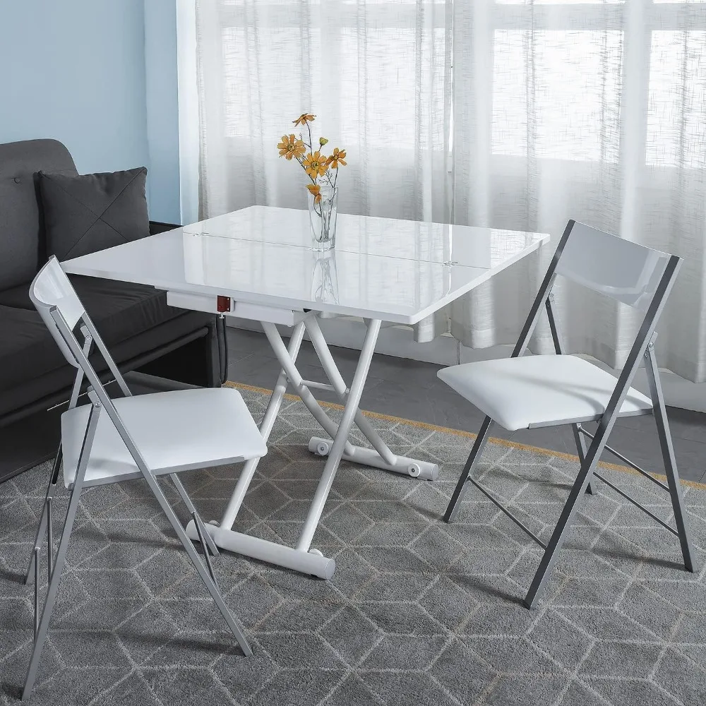 طاولة طعام معدنية قابلة للطي مع وظائف متعددة للمطبخ وغرفة المعيشة - تحويل طاولة القهوة والشاي في المنزل #3