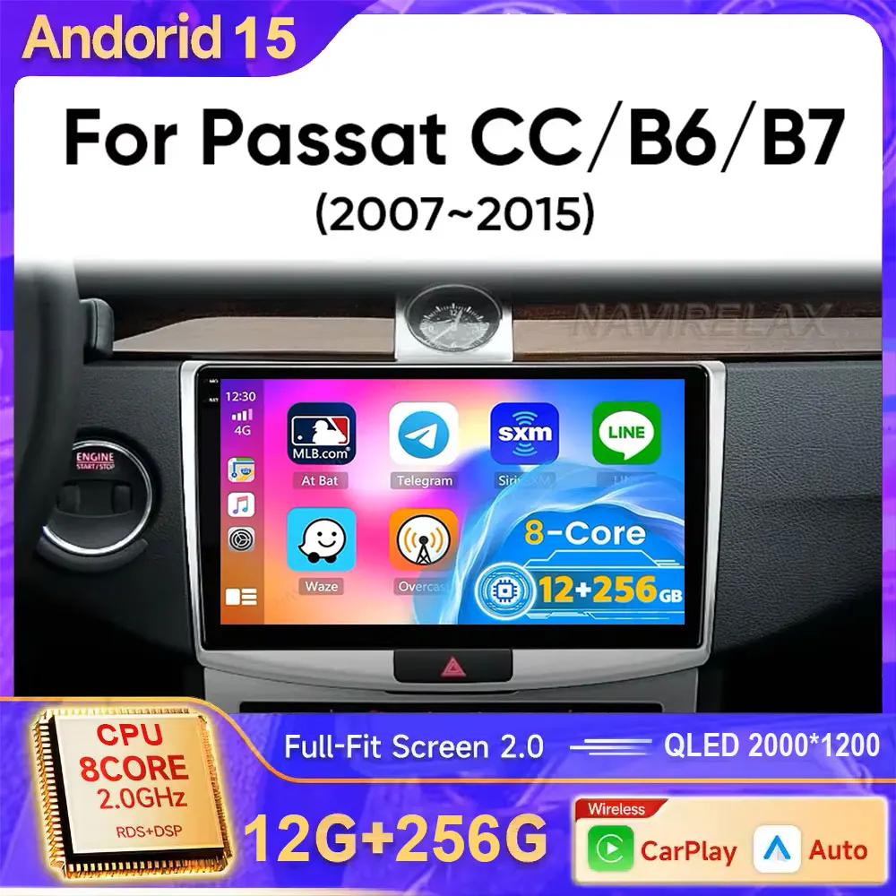 

For Volkswagen VW Passat B6 B7 CC 2007 - 2015 Carplay Car Radio Android 15 Multimedia Player RadioAuto 4G WIFGPS DSP NO 2din DVD