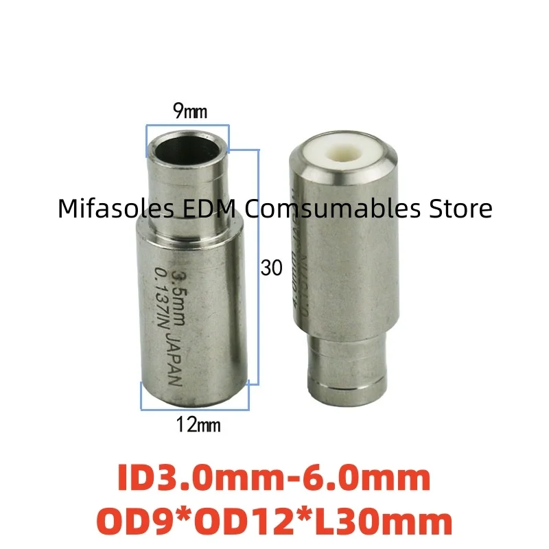 EDM Pipe Guide Z140 Ceramic Drill Guide ID3.0-6.0mm Electrode Tube Guide OD9xOD12xL30mm for EDM hole Drilling Machine