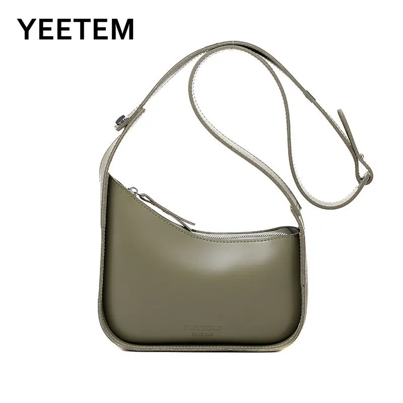 

PU Saddle Shoulder Bags Casual Female Crossbody Bag New Leather Adjustable Shoulder Strap Fashion Zipper Handbags