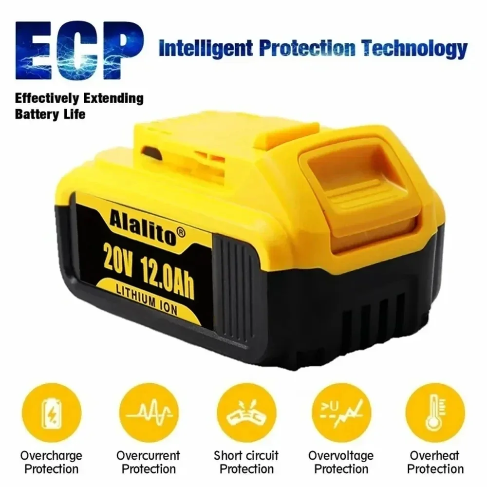 2023 20V 12.0Ah  Battery Power Tool Replacement for DeWalt DCB205 DCB 206 DCB181 DCB182 DCB200 20V 8A 12A 18Volt 20v Battery