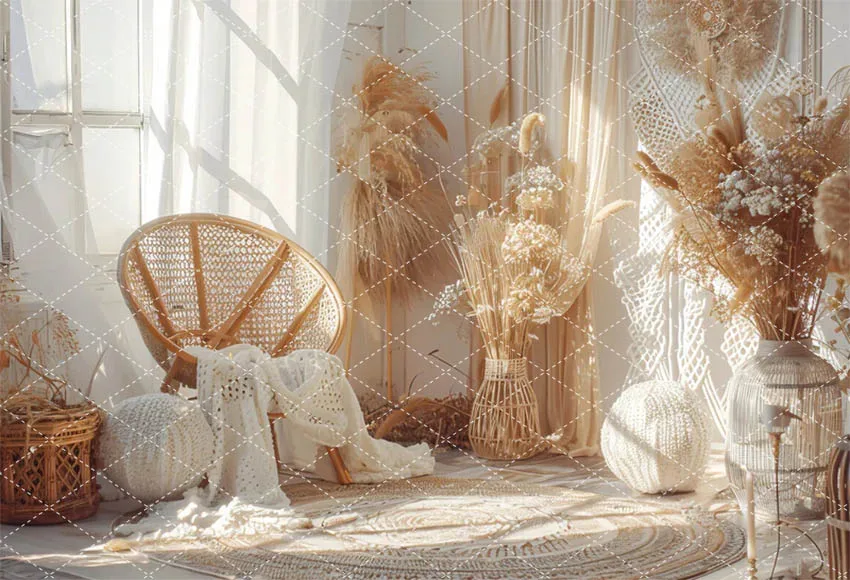 Mehofond Photography Backdrop Boho Wall Pregnant Portrait Girl Birthday Party Pampas Grass Window Curtain Decor Photo Background