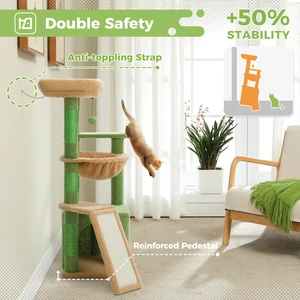 Pohon Kucing untuk Kucing Dalam Ruangan, Menara Kucing Kecil dengan Kondominium Kucing Besar, Tiang Garukan Kucing, Tempat Tidur Gantung Kucing yang Nyaman, dan Tangga Garukan Kucing 12 kastil kucing penjualan terbaik - №