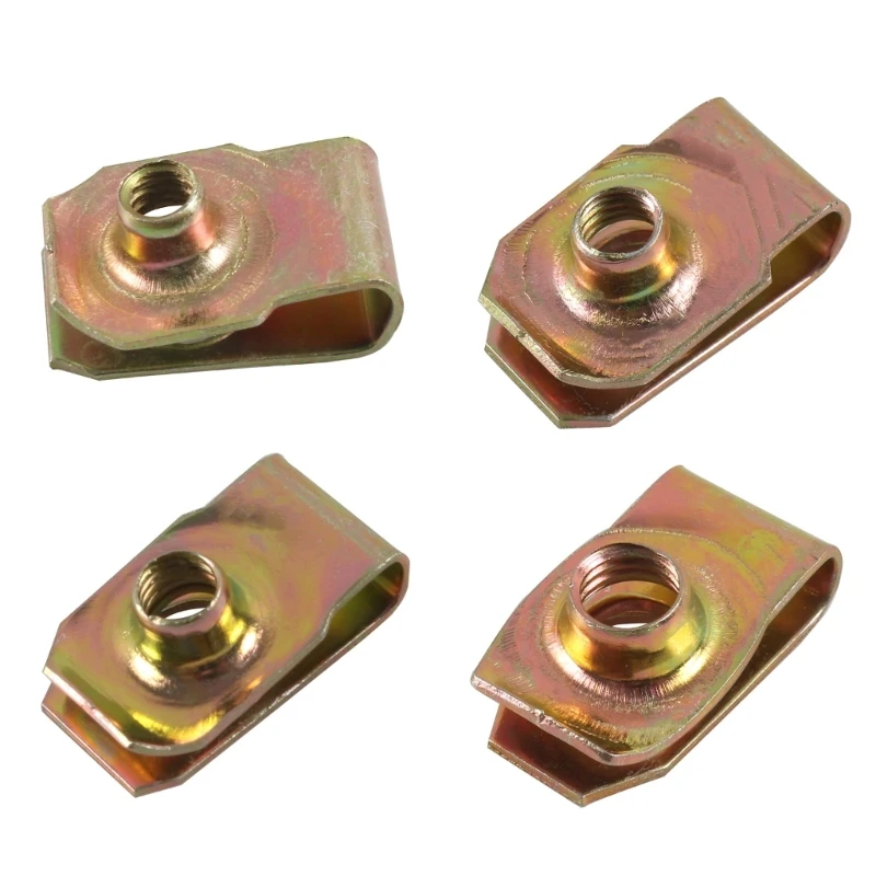 25pcs Metal U-Type Clips with Thread M8-M6-M5-M4 Reed-Nuts for Car Motorcycle Scooter ATV U-Style Clip-On- Fasteners Nut